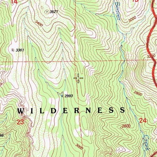 Topographic Map of Beaver Creek Pinery, CA