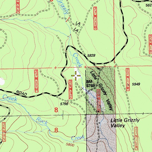 Topographic Map of Little Grizzly Campground, CA