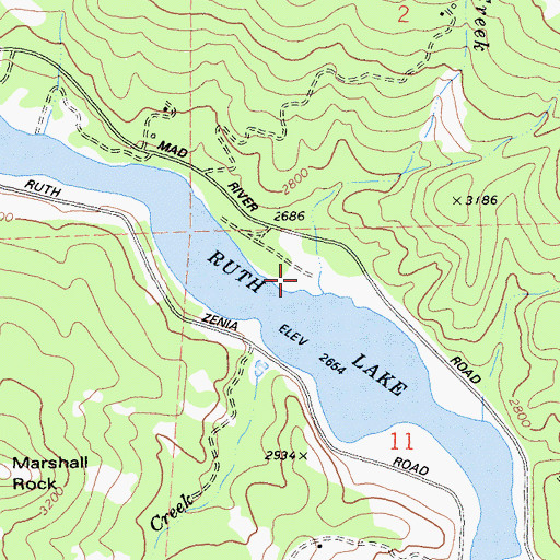 Topographic Map of Hobart Creek Recreation Site, CA