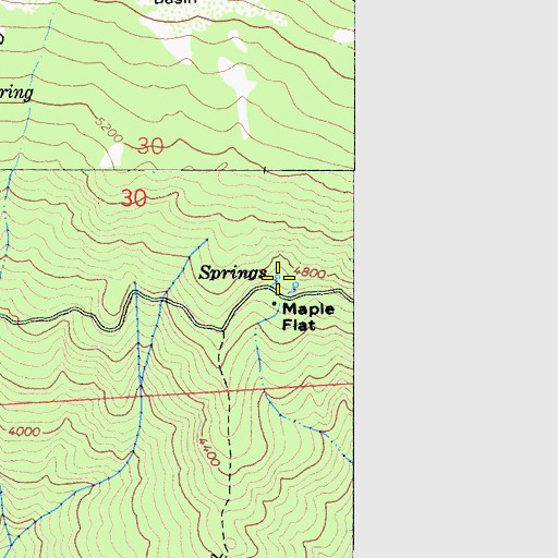 Topographic Map of Maple Spring, CA