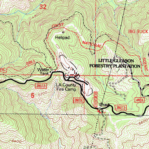 Topographic Map of County Camp Number 16, CA