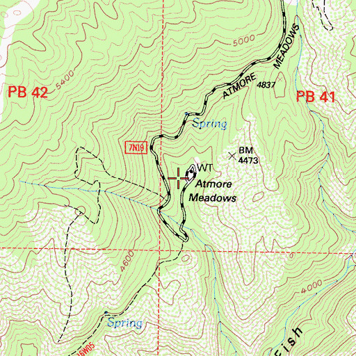 Topographic Map of Atmore Meadows Campground, CA