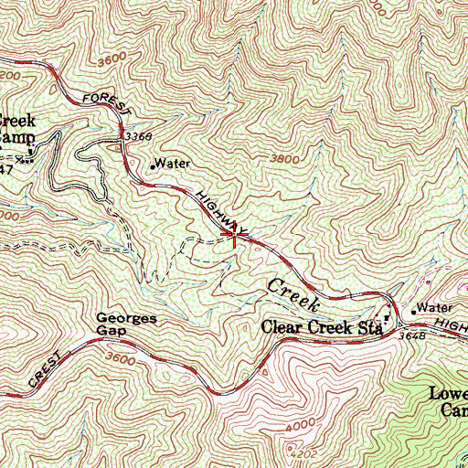 Topographic Map of The Pines Picnic Area, CA