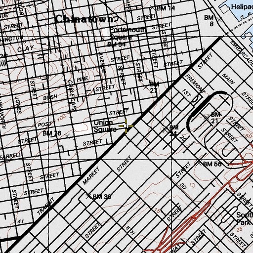 Topographic Map of DeYoung Building, CA