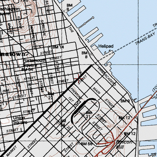 Topographic Map of Federal Reserve Bank of San Francisco, CA