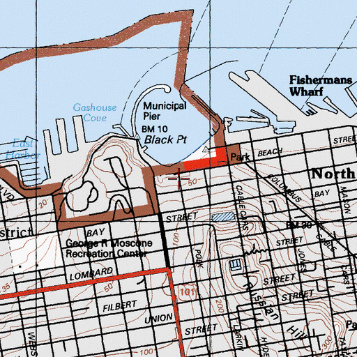 Topographic Map of Ghirardelli Square Shopping Center, CA