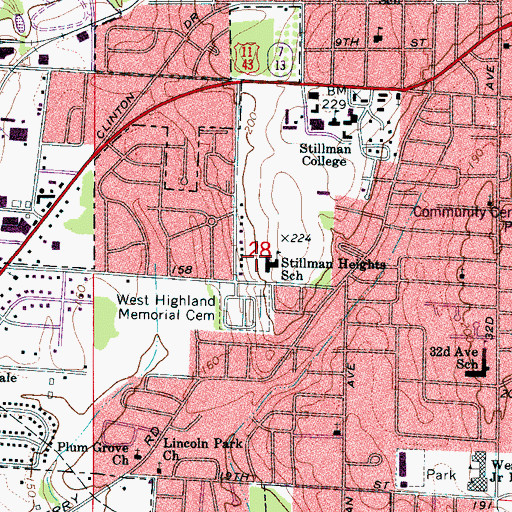 Topographic Map of Stillman Heights Educational Center, AL