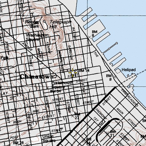 Topographic Map of United States Appraisers Building, CA