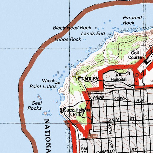 Topographic Map of USS San Francisco Memorial, CA