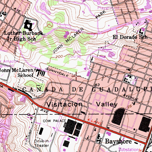 Topographic Map of Herz Playground, CA