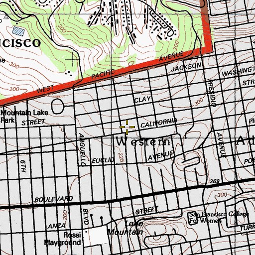 Topographic Map of Marshal Hale Memorial Hospital, CA