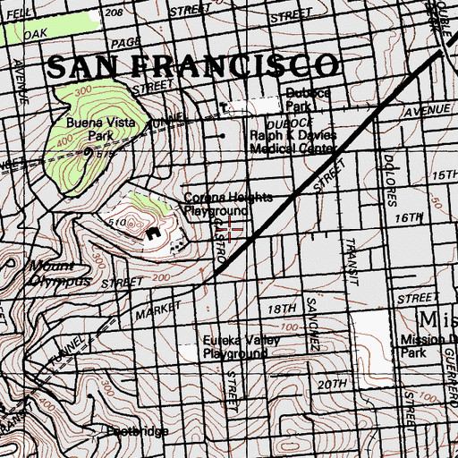 Topographic Map of Noe-Beaver Mini-Park, CA