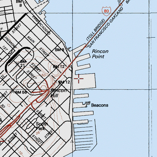 Topographic Map of Pier 30, CA
