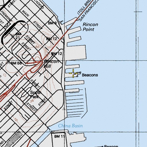 Topographic Map of Pier 36, CA