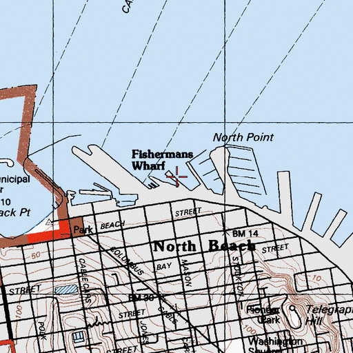 Topographic Map of Pier 41, CA