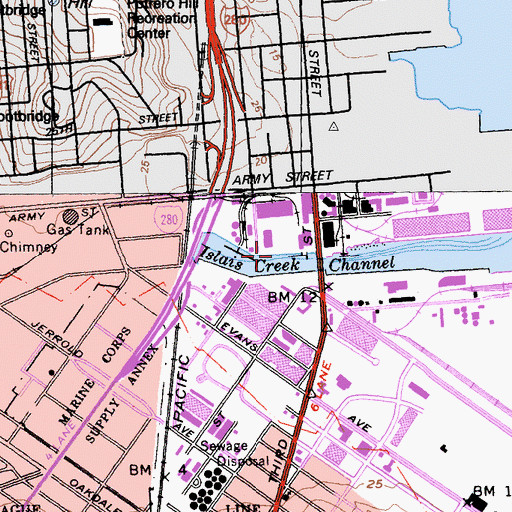 Topographic Map of Pier 84, CA