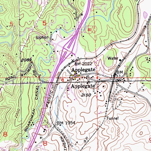Topographic Map of Applegate, CA