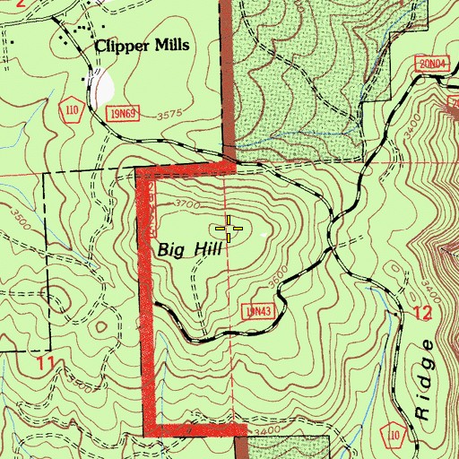 Topographic Map of Big Hill, CA