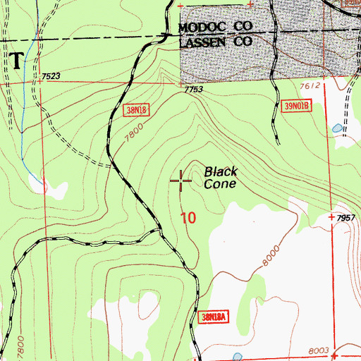 Topographic Map of Black Cone, CA