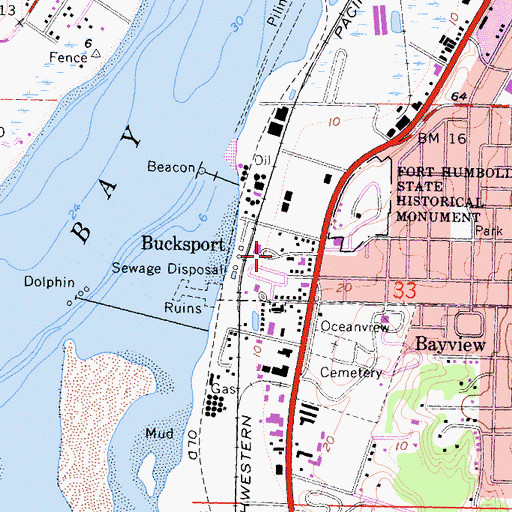 Topographic Map of Bucksport, CA
