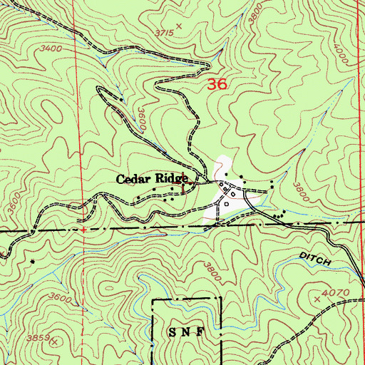 Topographic Map of Cedar Ridge, CA