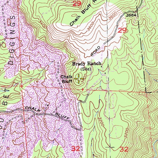 Topographic Map of Chalk Bluff, CA