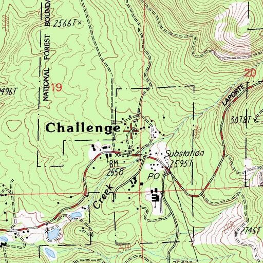 Topographic Map of Challenge, CA