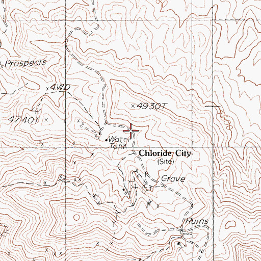 Topographic Map of Chloride City (historical), CA