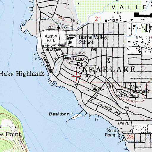 Topographic Map of Clearlake Highlands, CA