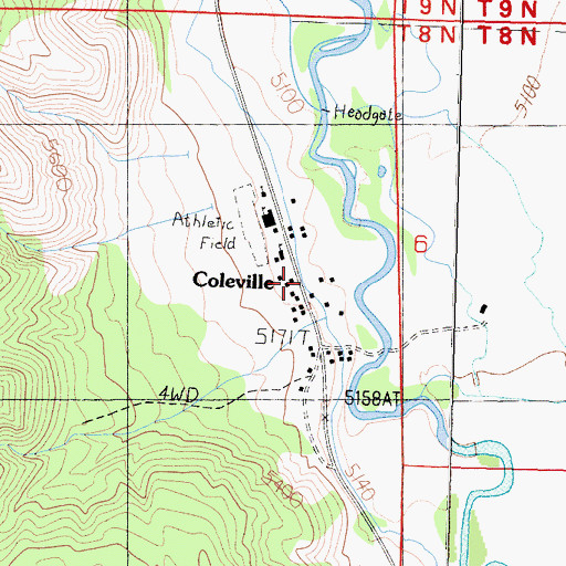 Topographic Map of Coleville, CA