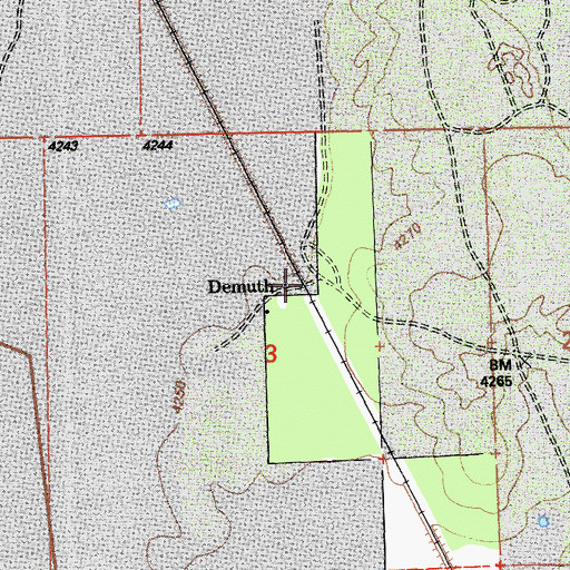 Topographic Map of Demuth, CA