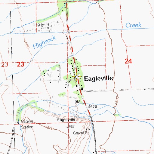 Topographic Map of Eagleville, CA