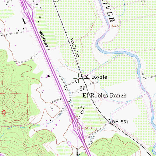 Topographic Map of El Roble, CA
