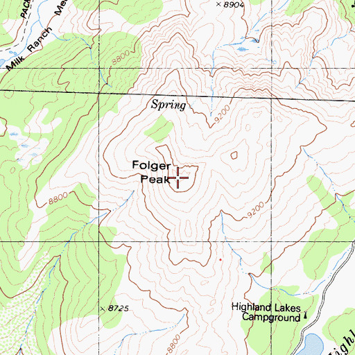 Topographic Map of Folger Peak, CA