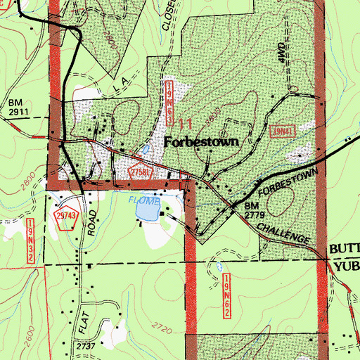 Topographic Map of Forbestown, CA