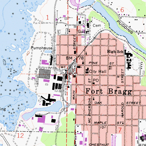Topographic Map of Fort Bragg, CA