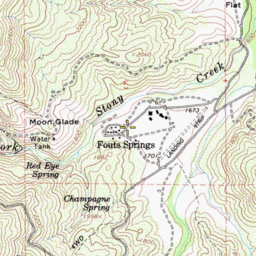Topographic Map of Fouts Springs, CA