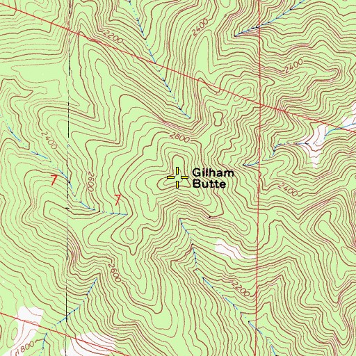 Topographic Map of Gilham Butte, CA