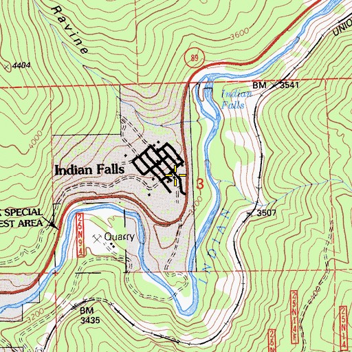 Topographic Map of Indian Falls, CA