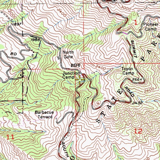 Topographic Map of Junction Camp, CA
