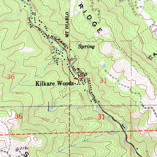 Topographic Map of Kilkare Woods, CA