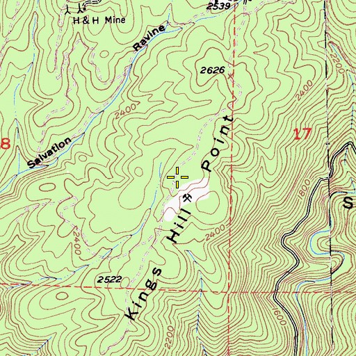 Topographic Map of Kings Hill Point, CA