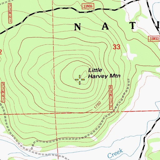 Topographic Map of Little Harvey Mountain, CA