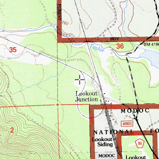 Topographic Map of Lookout Junction, CA