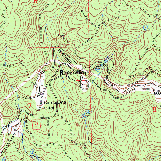 Topographic Map of Rogerville, CA