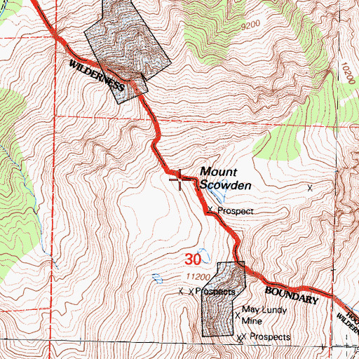 Topographic Map of Mount Scowden, CA