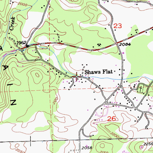 Topographic Map of Shaws Flat, CA