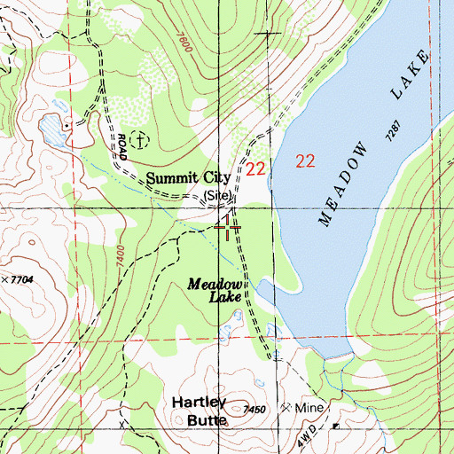 Topographic Map of Summit City (historical), CA
