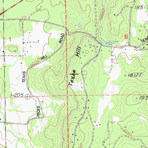 Topographic Map of Texas Hill, CA