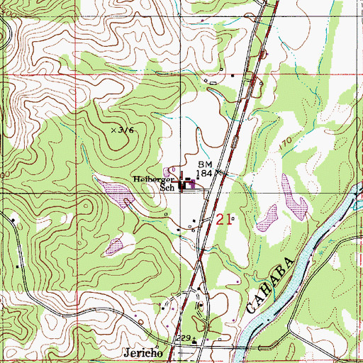 Topographic Map of Heiberger Elementary School, AL